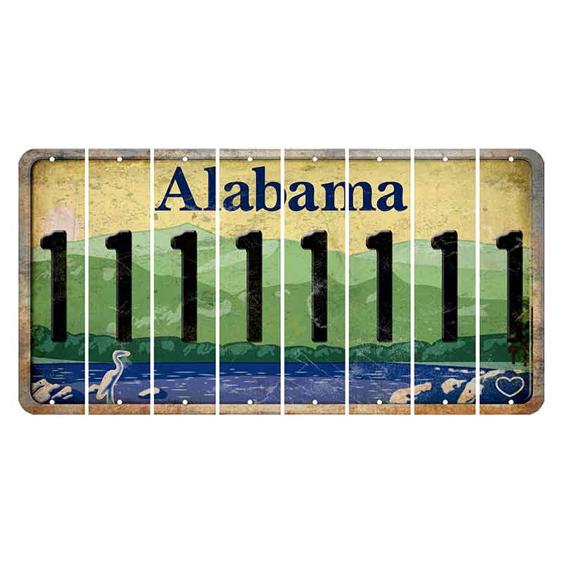 Alabama Lake and Forest Cut License Plate Strips (Set of 8)