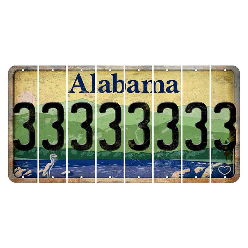 Alabama Lake and Forest Cut License Plate Strips (Set of 8)