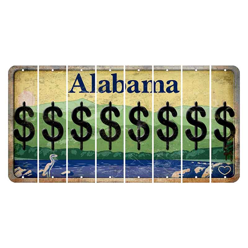 Alabama Lake and Forest Cut License Plate Strips (Set of 8)