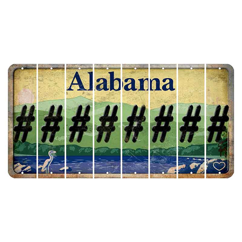 Alabama Lake and Forest Cut License Plate Strips (Set of 8) Hashtag