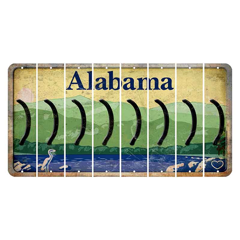 Alabama Lake and Forest Cut License Plate Strips (Set of 8)