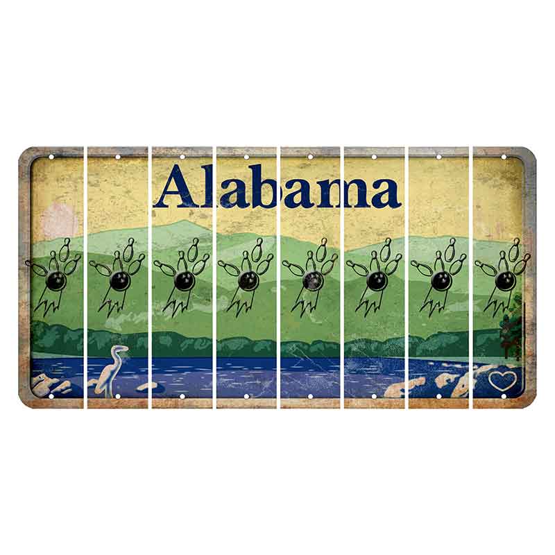 Alabama Lake and Forest Cut License Plate Strips (Set of 8) Bowling