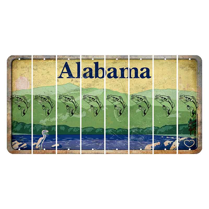Alabama Lake and Forest Cut License Plate Strips (Set of 8) Fish