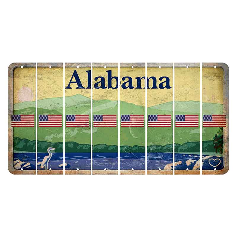 Alabama Lake and Forest Cut License Plate Strips (Set of 8)