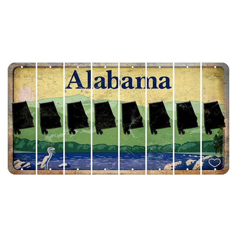 Alabama Lake and Forest Cut License Plate Strips (Set of 8)