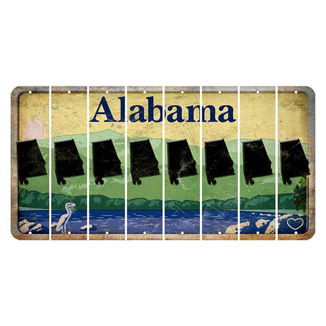 Alabama Lake and Forest Cut License Plate Strips (Set of 8)