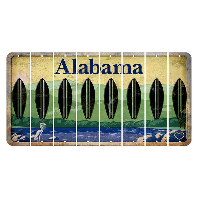 Alabama Lake and Forest Cut License Plate Strips (Set of 8)