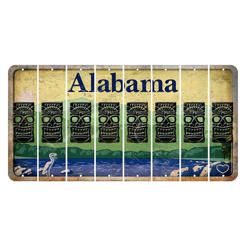 Alabama Lake and Forest Cut License Plate Strips (Set of 8) Tiki