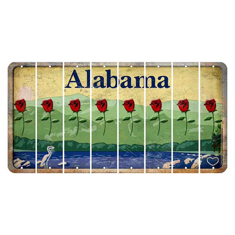 Alabama Lake and Forest Cut License Plate Strips (Set of 8)