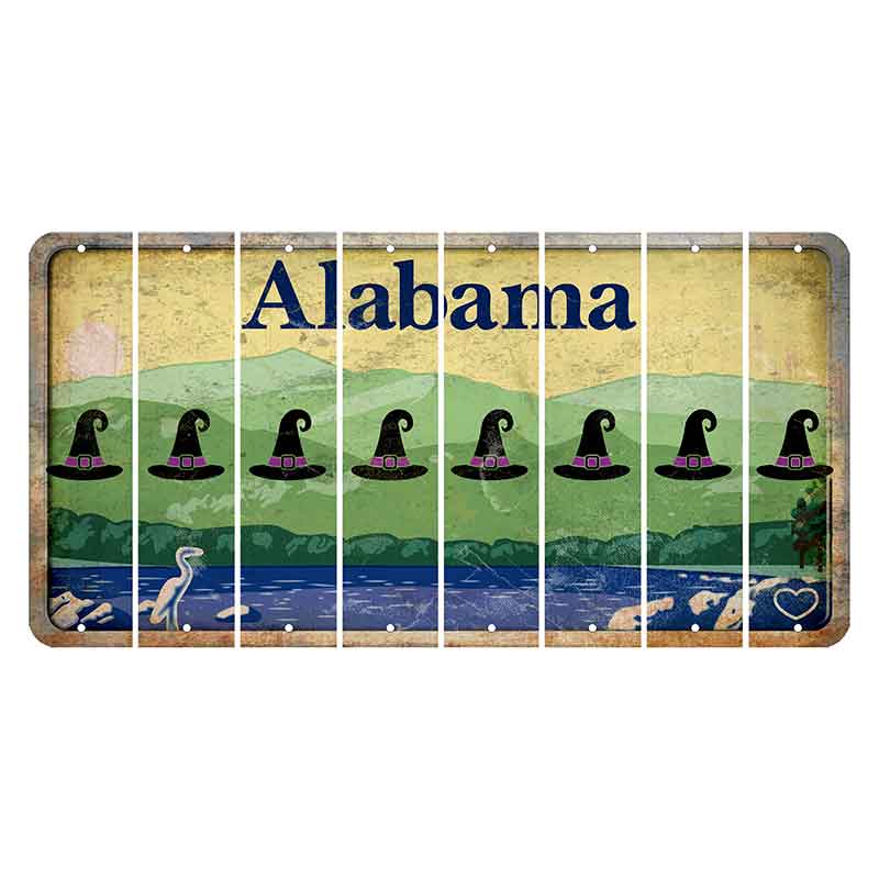 Alabama Lake and Forest Cut License Plate Strips (Set of 8) Witches Hat