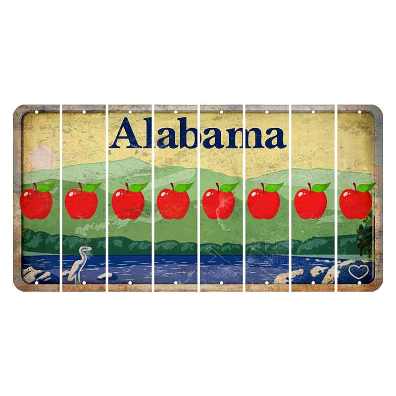 Alabama Lake and Forest Cut License Plate Strips (Set of 8) Apple