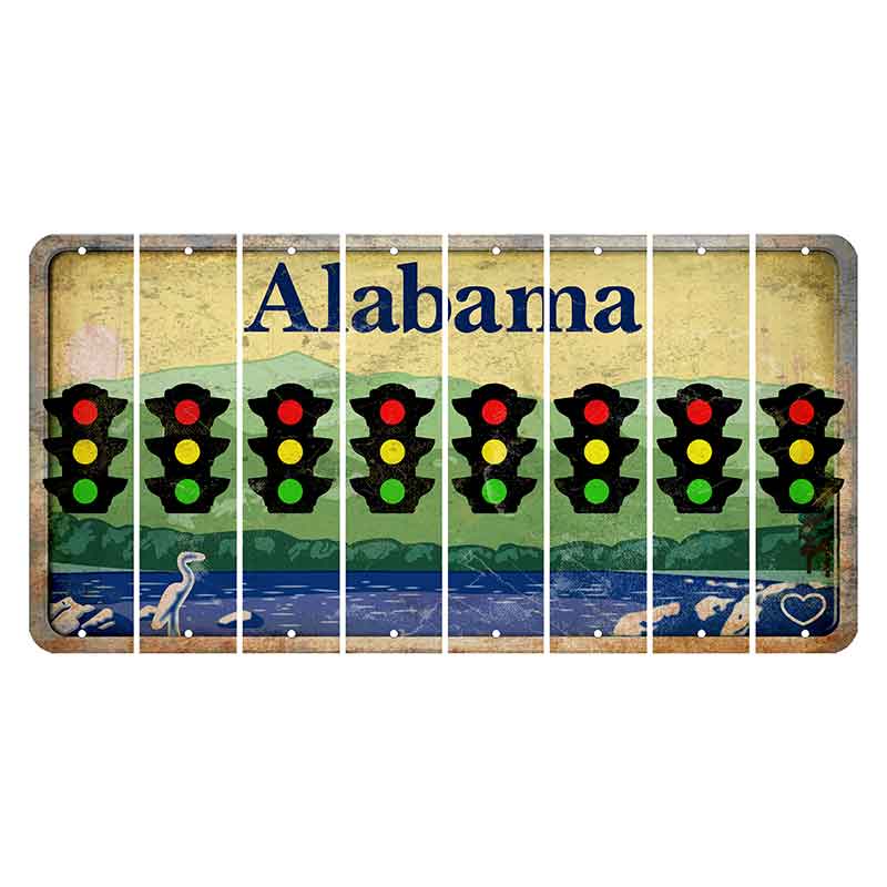 Alabama Lake and Forest Cut License Plate Strips (Set of 8)