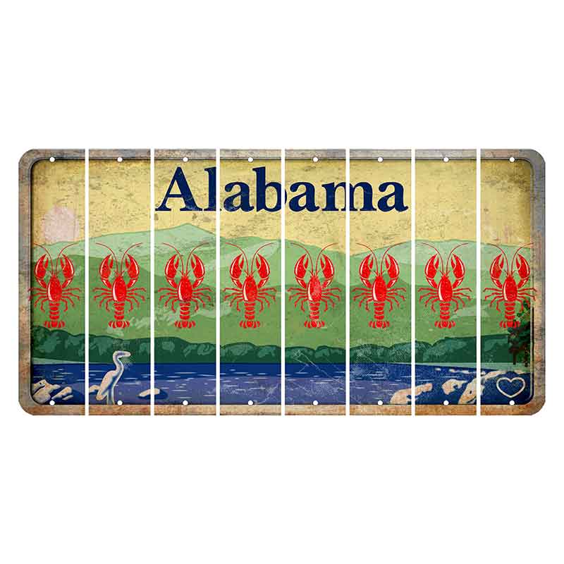 Alabama Lake and Forest Cut License Plate Strips (Set of 8) Lobster