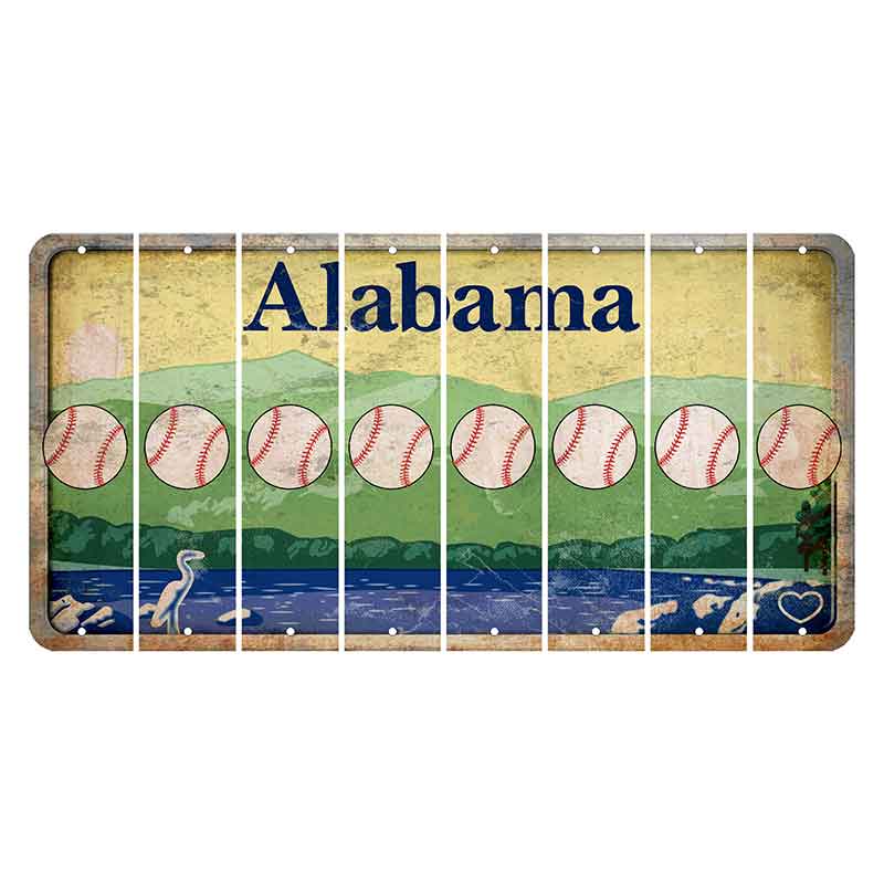 Alabama Lake and Forest Cut License Plate Strips (Set of 8) Baseball