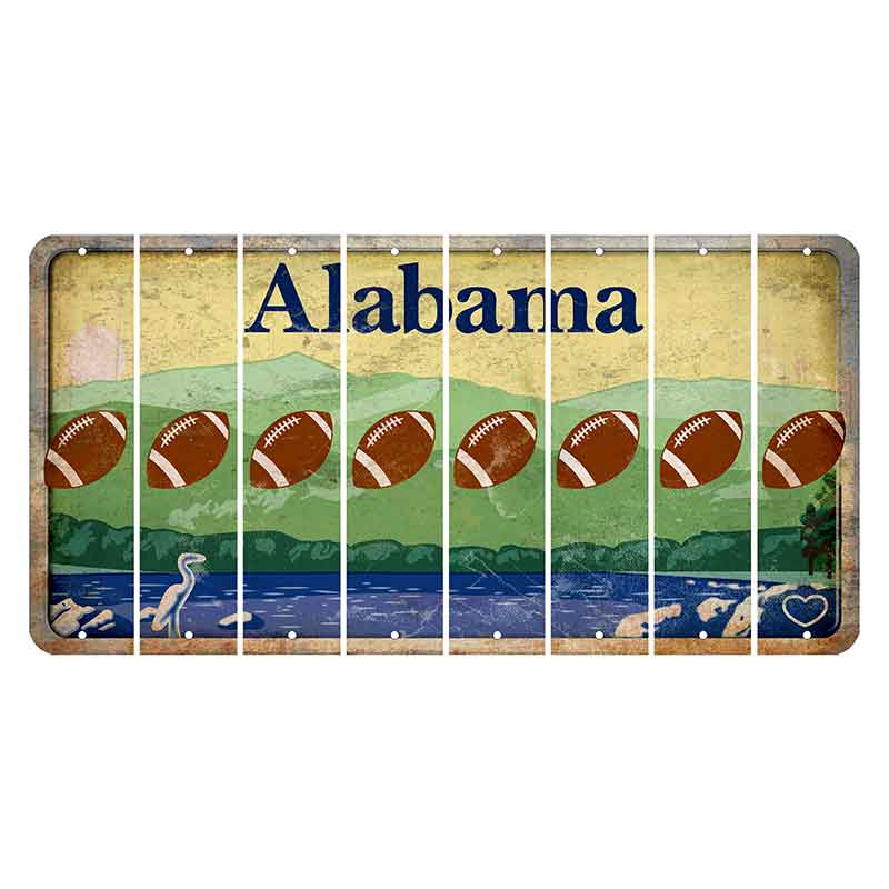 Alabama Lake and Forest Cut License Plate Strips (Set of 8) Football