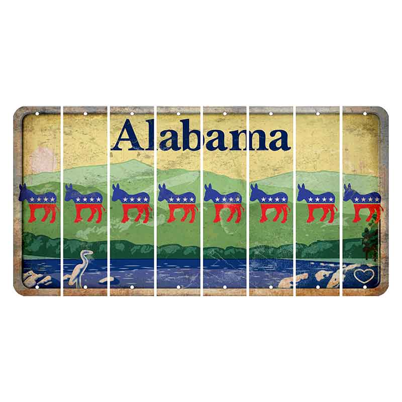 Alabama Lake and Forest Cut License Plate Strips (Set of 8) Democrat