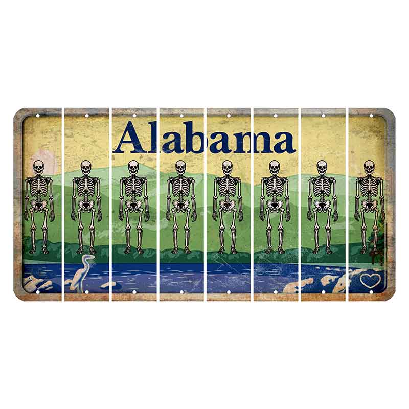 Alabama Lake and Forest Cut License Plate Strips (Set of 8) Skeleton
