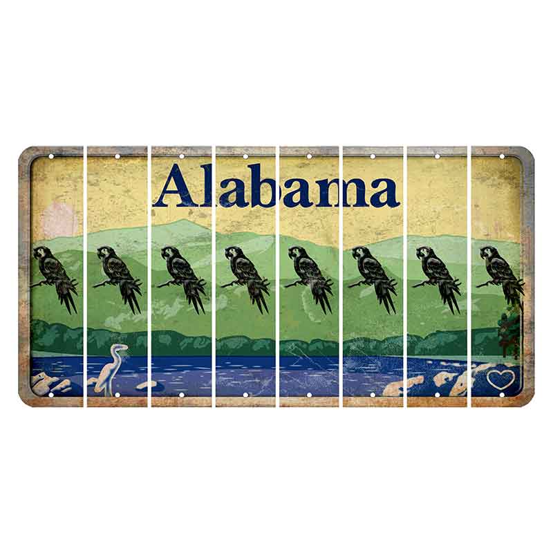 Alabama Lake and Forest Cut License Plate Strips (Set of 8) Parrot
