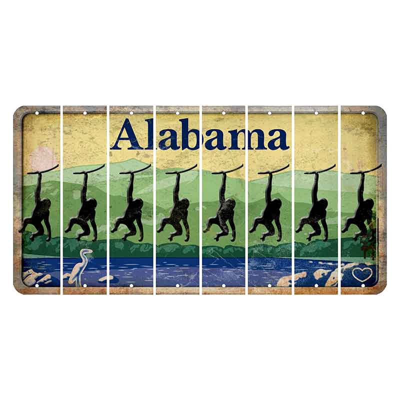 Alabama Lake and Forest Cut License Plate Strips (Set of 8) Monkey