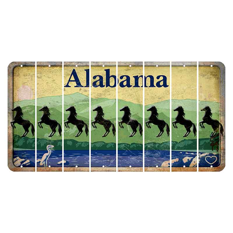 Alabama Lake and Forest Cut License Plate Strips (Set of 8) Horse