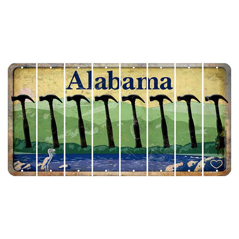 Alabama Lake and Forest Cut License Plate Strips (Set of 8) Hammer