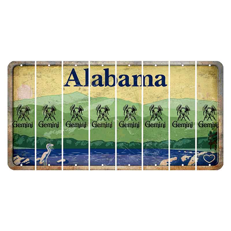 Alabama Lake and Forest Cut License Plate Strips (Set of 8) Zodiac Sign - Gemini