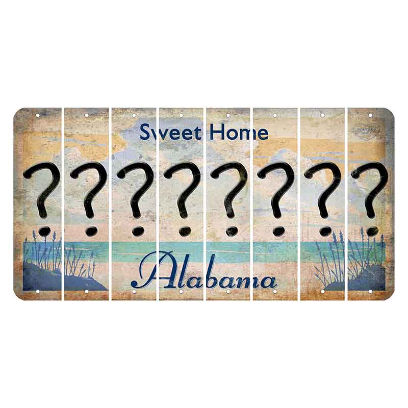 Sweet Home Alabama Cut License Plate Strips (Set of 8) Question Mark