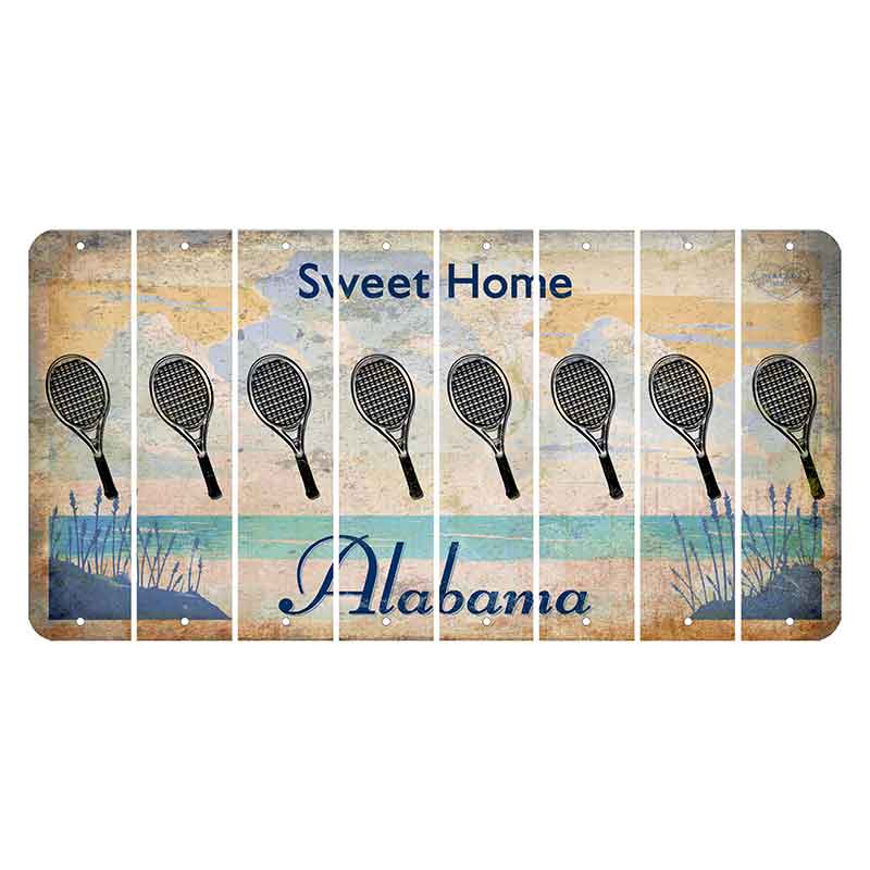 Sweet Home Alabama Cut License Plate Strips (Set of 8) Tennis Racket