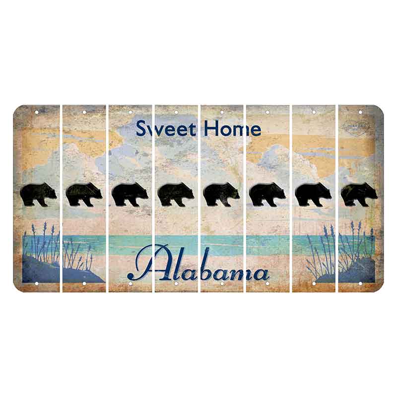 Sweet Home Alabama Cut License Plate Strips (Set of 8) Bear