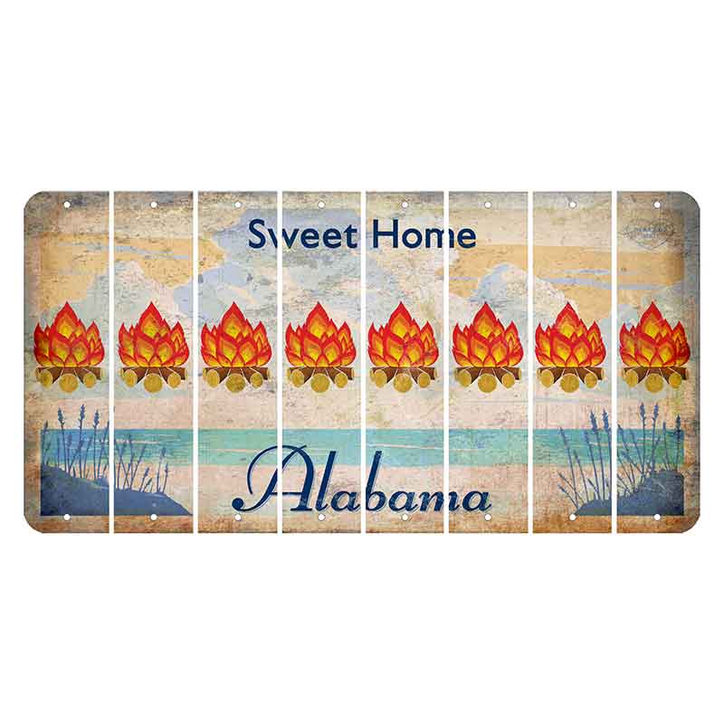 Sweet Home Alabama Cut License Plate Strips (Set of 8) Campfire