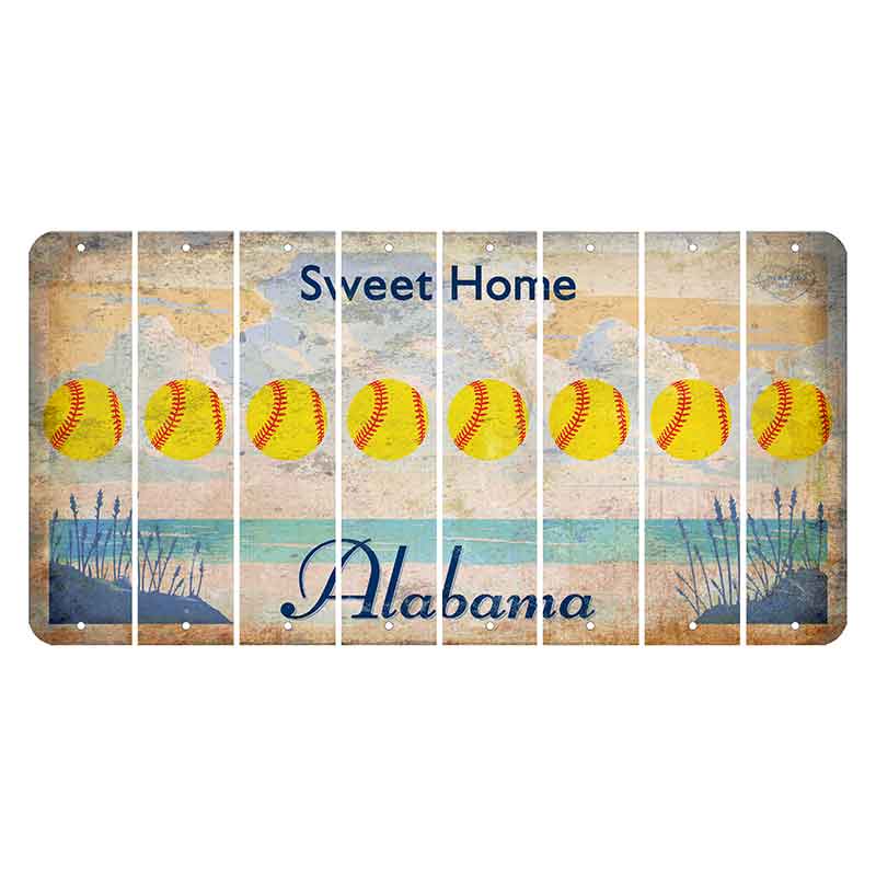 Sweet Home Alabama Cut License Plate Strips (Set of 8) Softball