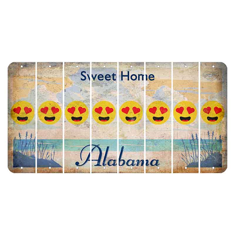 Sweet Home Alabama Cut License Plate Strips (Set of 8) Emoji - Heart Eyes