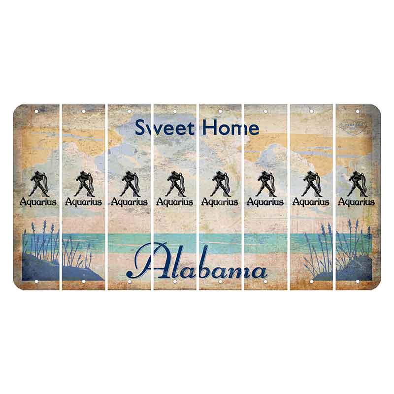 Sweet Home Alabama Cut License Plate Strips (Set of 8) Zodiac Sign - Aquarius
