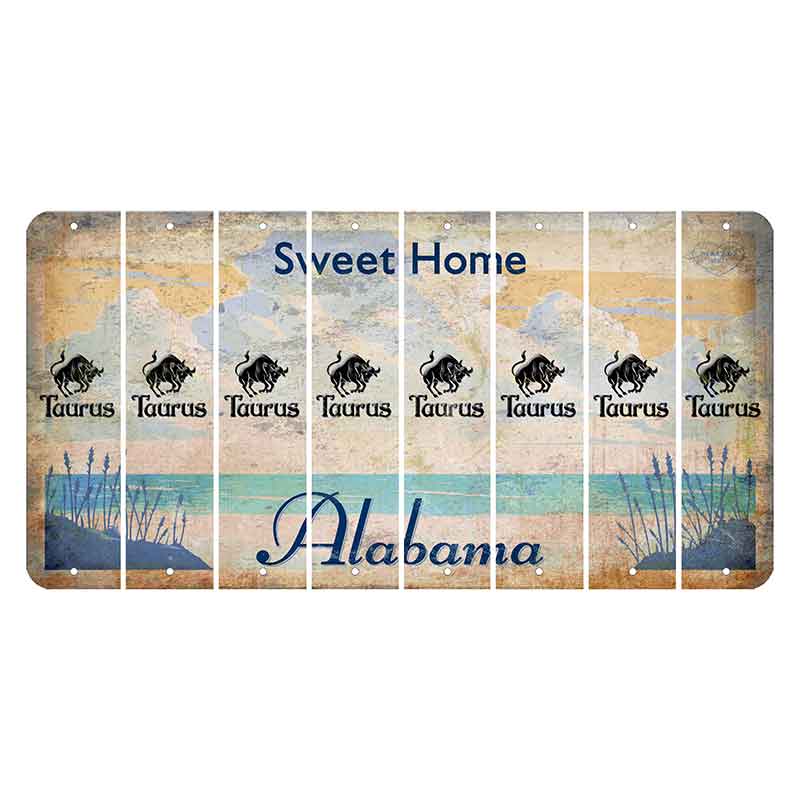 Sweet Home Alabama Cut License Plate Strips (Set of 8) Zodiac Sign - Taurus