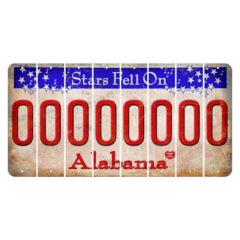 Stars Fell on Alabama Cut License Plate Strips (Set of 8)