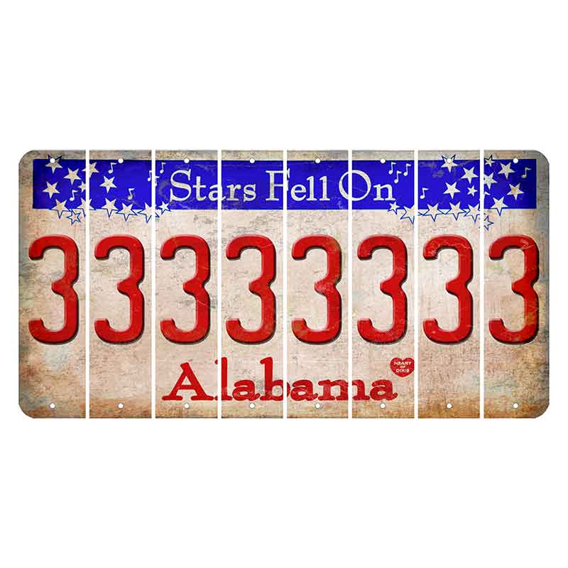 Stars Fell on Alabama Cut License Plate Strips (Set of 8)