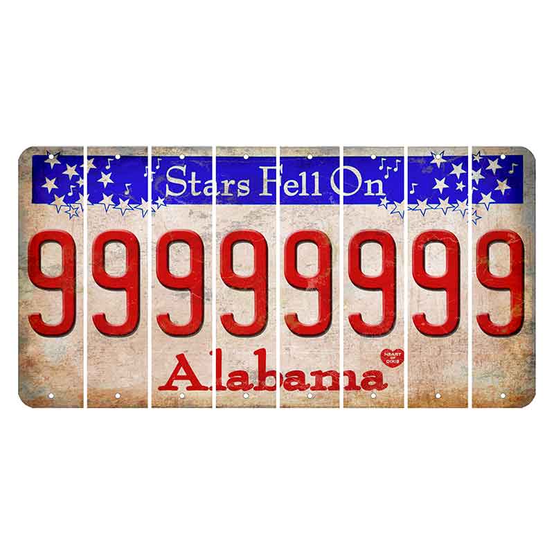 Stars Fell on Alabama Cut License Plate Strips (Set of 8)