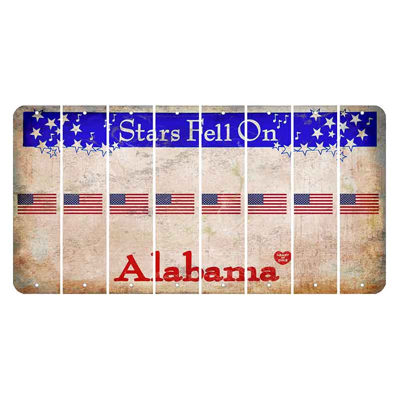 Stars Fell on Alabama Cut License Plate Strips (Set of 8) American Flag