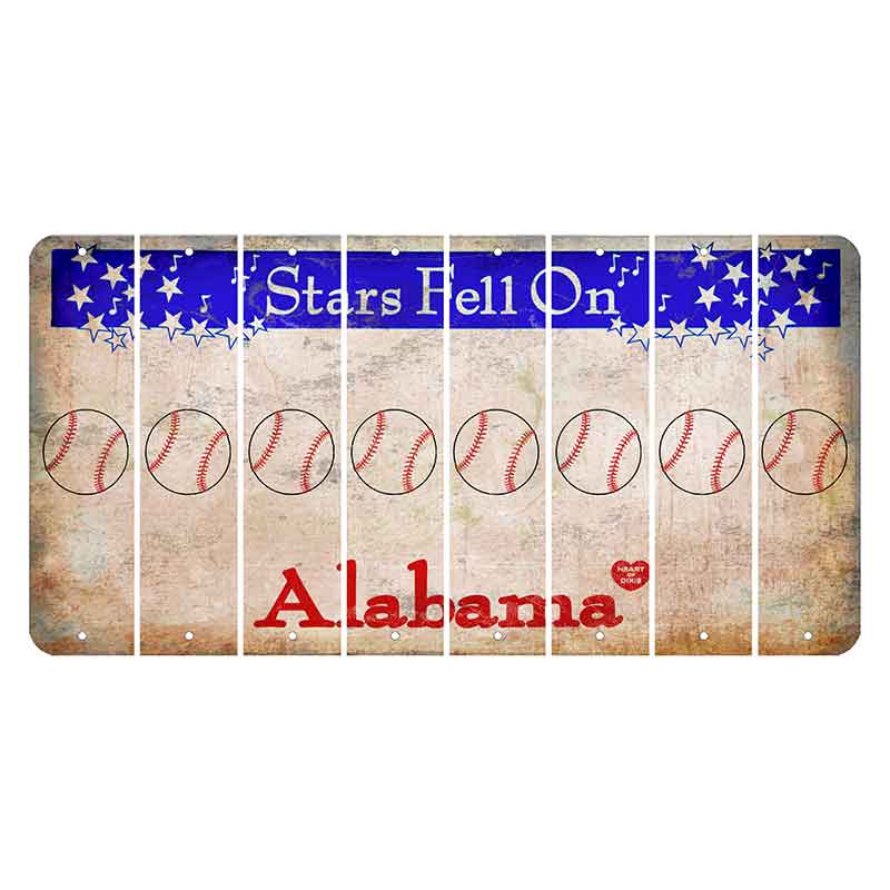 Stars Fell on Alabama Cut License Plate Strips (Set of 8) Baseball