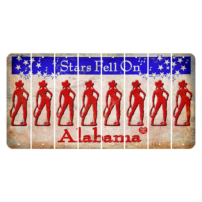 Stars Fell on Alabama Cut License Plate Strips (Set of 8) Cowgirl