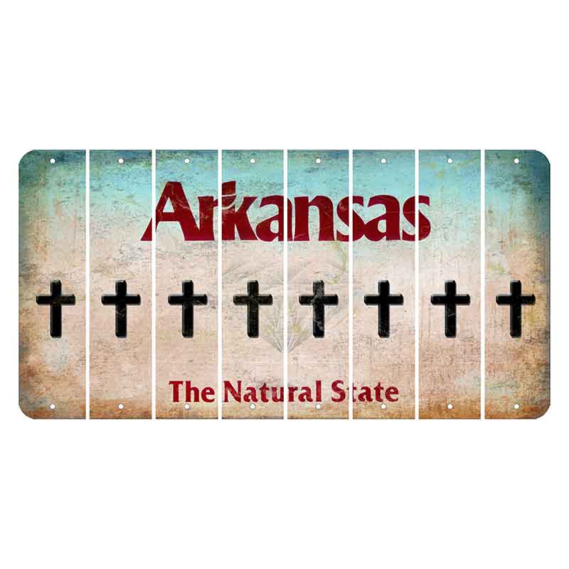 Arkansas Diamond Cut License Plate Strips (Set of 8) Cross