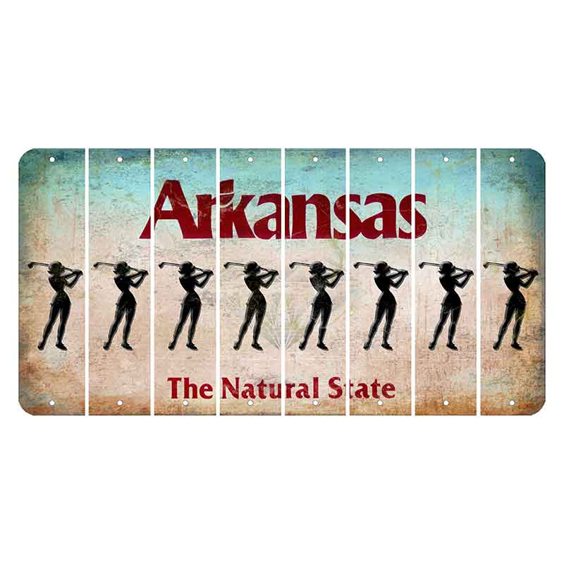 Arkansas Diamond Cut License Plate Strips (Set of 8) Female Golfer