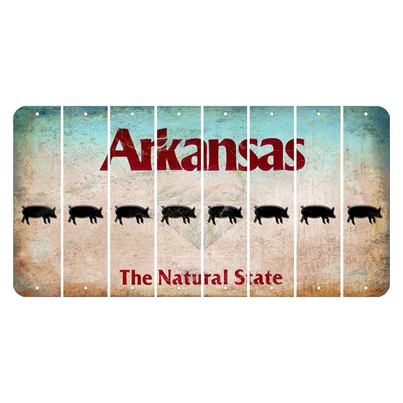 Arkansas Diamond Cut License Plate Strips (Set of 8) Pig