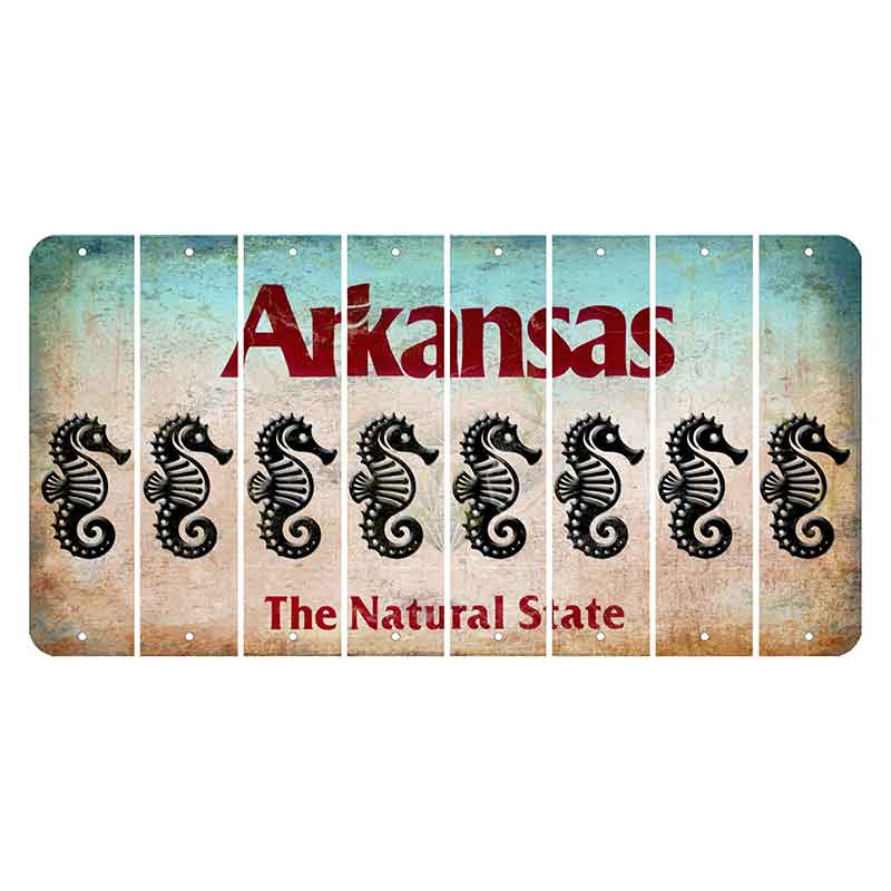 Arkansas Diamond Cut License Plate Strips (Set of 8) Seahorse