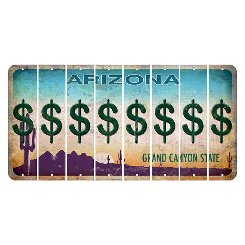 Arizona Desert Scene Cut License Plate Strips (Set of 8) Dollar Sign