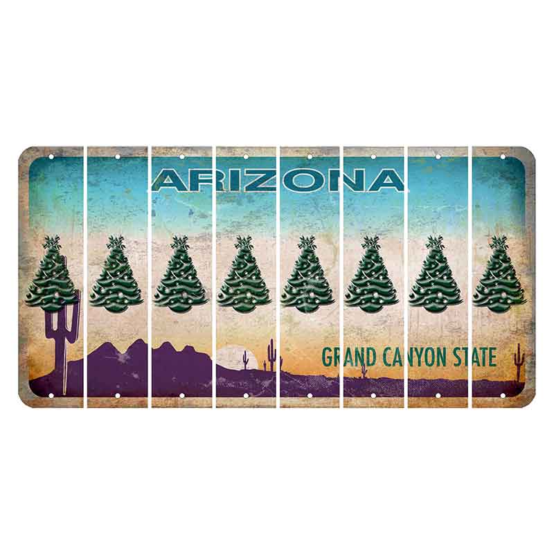 Arizona Desert Scene Cut License Plate Strips (Set of 8) Christmas Tree