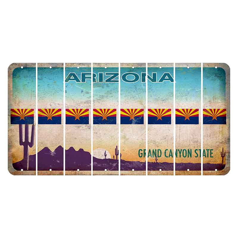Arizona Desert Scene Cut License Plate Strips (Set of 8) State Flag