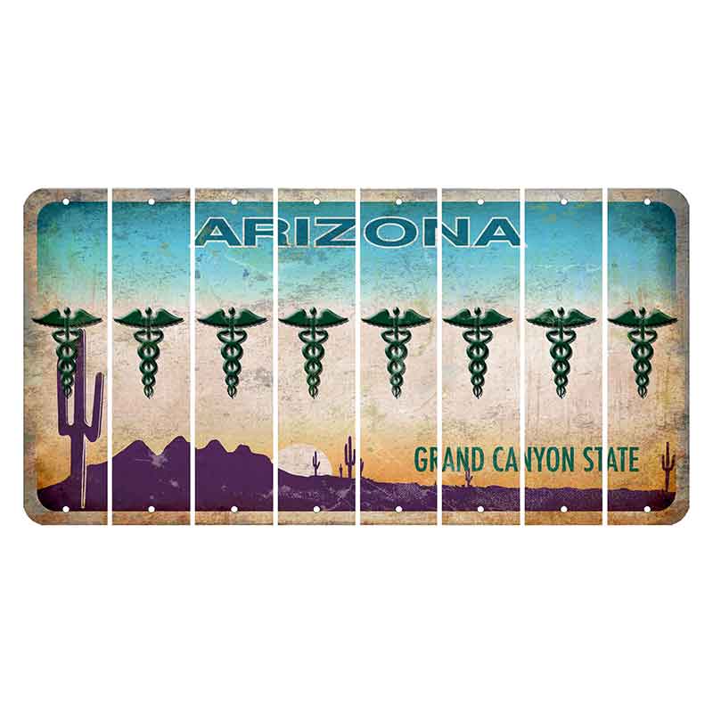 Arizona Desert Scene Cut License Plate Strips (Set of 8) Caduceus