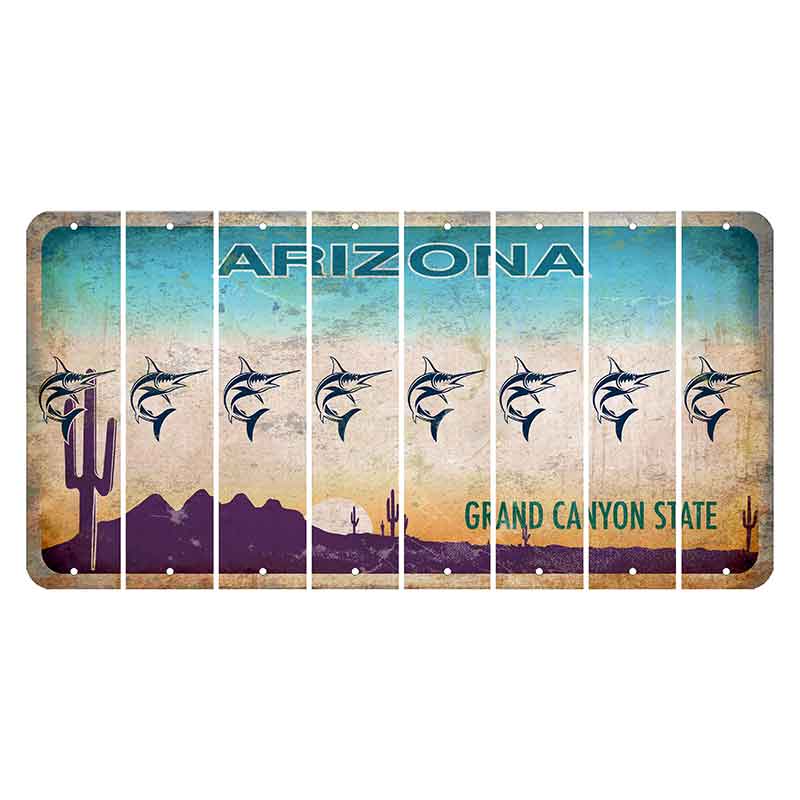 Arizona Desert Scene Cut License Plate Strips (Set of 8) Swordfish