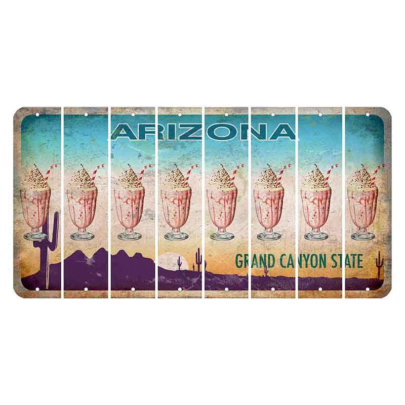 Arizona Desert Scene Cut License Plate Strips (Set of 8) Milkshake